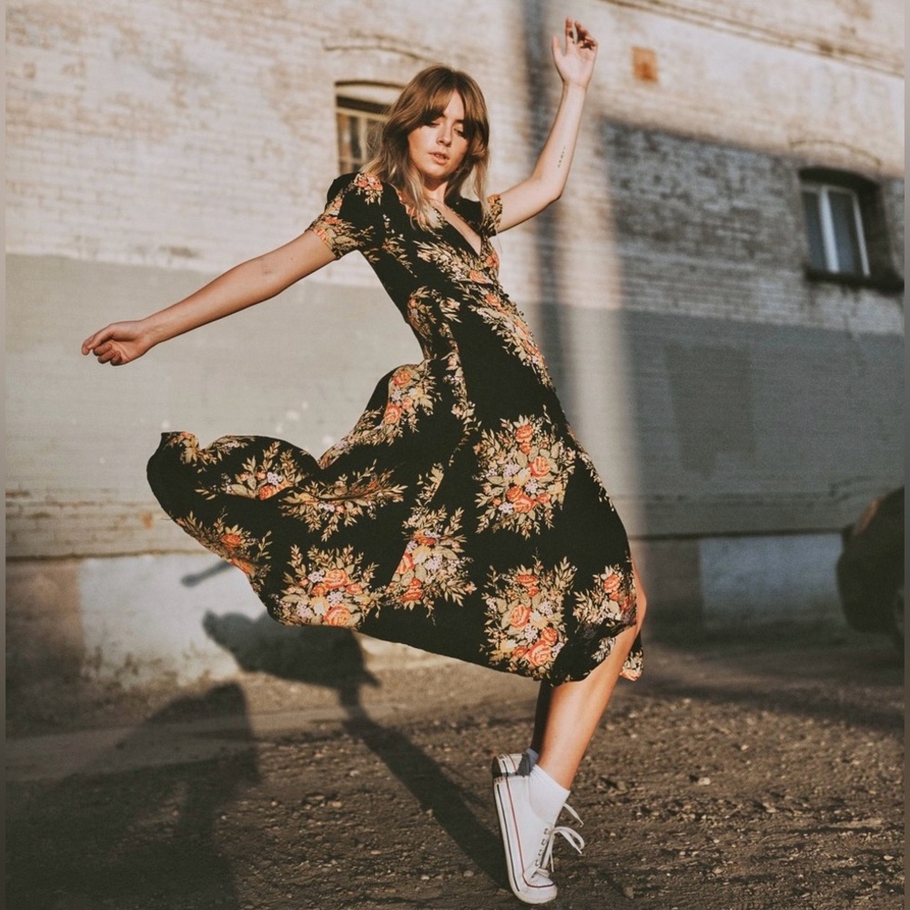 Free People Black Floral Maxi Dress